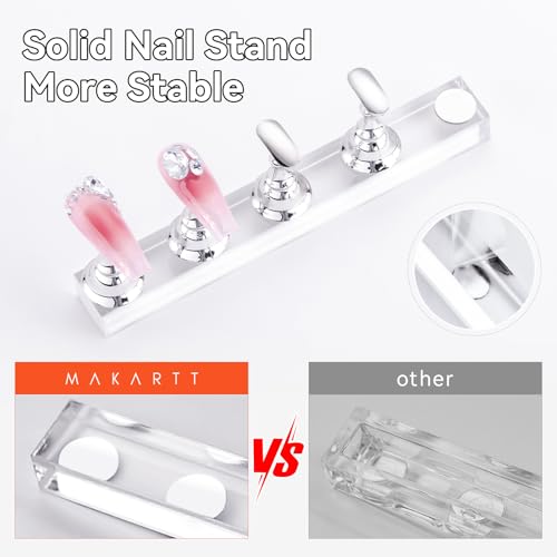 Image of Makartt Press On Nail Stand: Silver Nail Stand for Nails Art Display Practice Nail Holder for Painting Nails Stand for False Nail Press On Designs Magnetic Fake Nail Holder with 1M Double-sided Tape