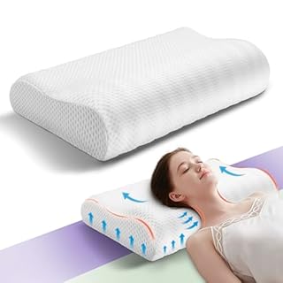 Neck Luxury Memory Foam Pillows,Ergonomic Bed Head Pillow for Sleeping Neck and Shoulder Pain Relief,Orthopedic Cervical Pillow for Side, Stomach and Back Sleepers (White)