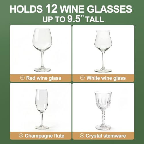 LotFancy Stemware Storage Container - Deluxe Quilted Storage Case with Dividers for 12 - Wine Glasses, Champagne Flutes, Glassware, Drinkware Storage Box Chest, 15.5"x12.5"x 10", Gray by LotFancy - Image 6