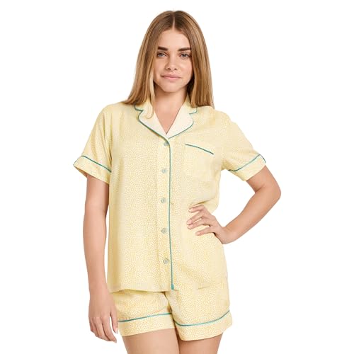 Jockey Women's Sleepwear Soft Touch Luxe Woven Short Sleeve Top, Melody Dot, M