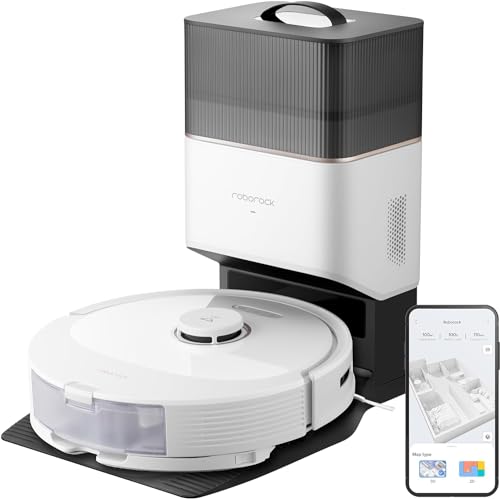 Roborock Q8 Max+ Robot Vacuum and Mop, Self-Emptying, Hands-Free Cleaning for up to 7 Weeks, Reactive Tech Obstacle Avoidance, 5500 Pa Suction, DuoRoller Brush, APP-Controlled Mopping, White