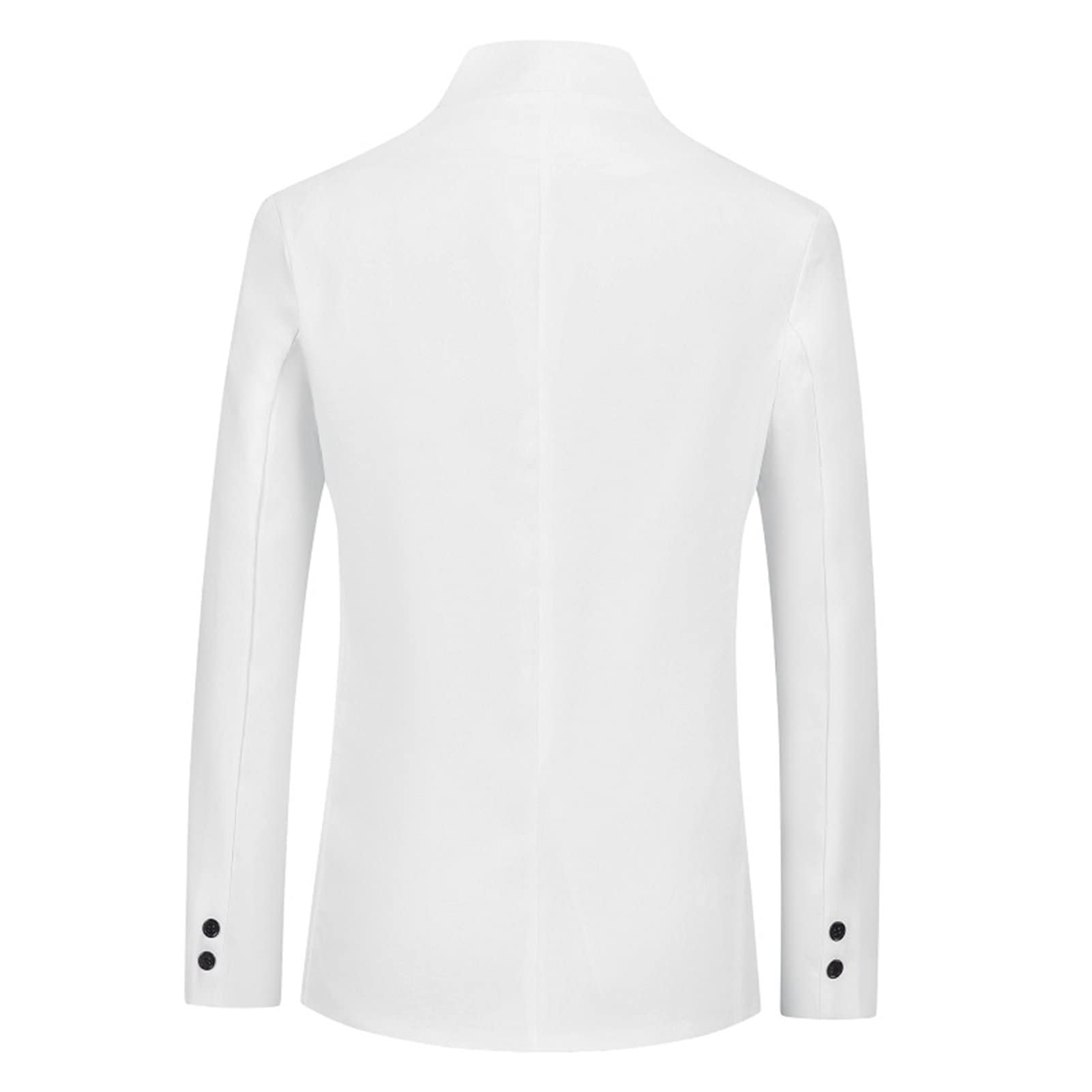 Men's Casual 3 Button Suit Jacket Vintage Stand Collar Lightweight Sport Coat Elegant Solid Slim Fit Dress Blazer (White,3X-Large)