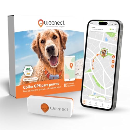Weenect XS para Perros   Mini rastreador GPS para Perros | Seguimiento GPS en Tiempo Real | Modelo más pequeño del Mercado | Suscripción | Resistente al Agua