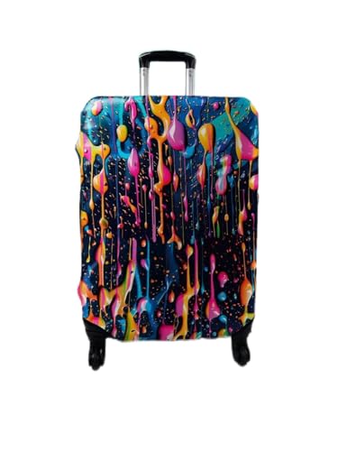 Housse valise XL élastique rose jaune bleu : protection de voyage robuste