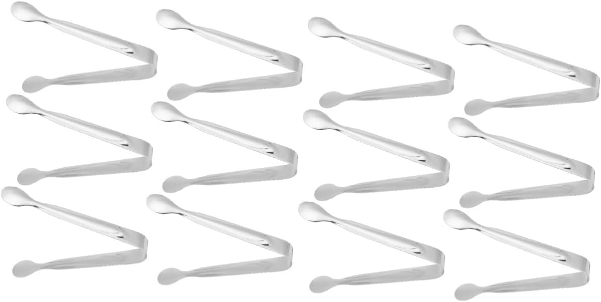 12 pcs Tongs Stainless Steel Stainless Steel Pliers Cookie nip Stainless Steel ice Cube Mini Grill Sugar Cube Tongs Appetizer Tongs Mini Heavy Food Clip with Pliers Buffet Tweezers