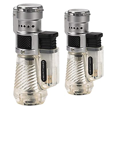 Vertigo Parfums by Lotus Cyclone Triple Torch Cigar Lighter Clear 2 Pack