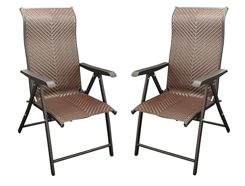 DEGAMO 2X Klappsessel Gartensessel Antibes Hochlehner, Metall und Polyrattan braun, 7-Fach verstellbar, faltbar, Outdoor