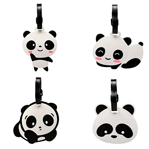 yueton 4 niedliche Cartoon-Panda-Gepäckanhänger, Reisegepäckanhänger, 4 Stile Cover