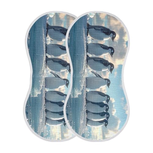 4 Pack Cute Penguin Muslin Burp Cloths Cotton Absorbent Baby Burping Rags for Boys Girls Soft Newborn Burp Bibs, 22 x 11 Inch2