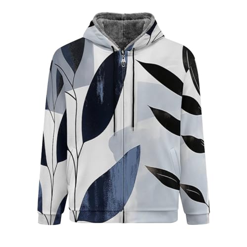 Veste polaire zippée pour homme au motif géométrique et doublure chaude