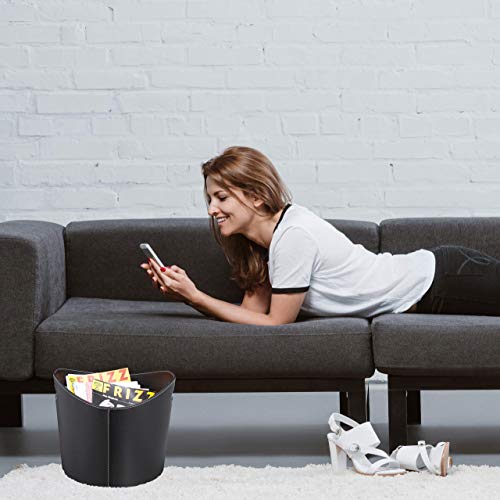 Relaxdays houtmand kunsteleer, XL, met handgrepen, stevige mand voor haardhout & tijdschriften, opbergmand, ovaal, zwart - Image 4