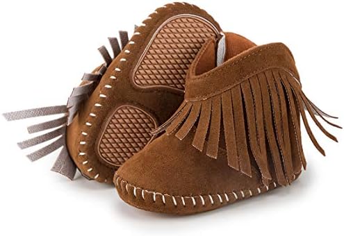 Sawimlgy Infant Baby Boys Girls Plush Winter Snow Boots Cowboy Tassels Bowknot Ankle Side Zipper Soft Sole Boots Toddler Newborn Warm First Walker Crib Outdoor Shoes
