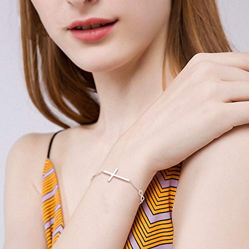 Ever Faith Women's 925 Sterling Silver Religious Cross Classic Heart Infinity Adjustable Bracelet Chain Birthday/Mothers Day/Valentines Day/Christmas Jewelry Gift For Women #TOP1