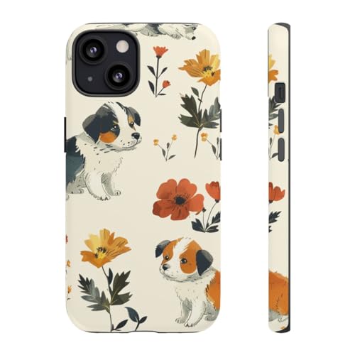 Coque iPhone 13 chiot mignon et floral : emportez la douceur partout avec vous