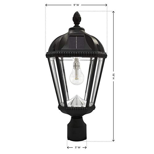 Gama Sonic GS-98B-F-BLK Royal Bulb Lamp Outdoor Solar Light Fixture, 3