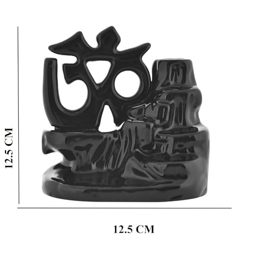 Image of Ceramic Om Shape Backflow Smoke Fountain Incense Holder for Home Decor Gifts with 30 Smoke Cones by Craftam
