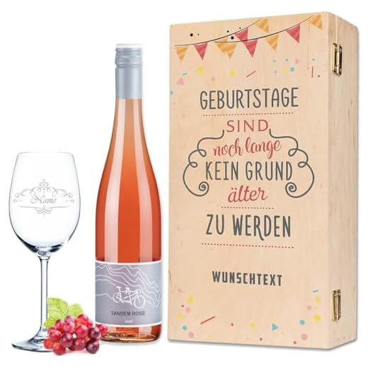 Maybach Weißer Burgunder trocken Bag-in-Box (1 x 3 l) 5 Leonardo Weinglas mit Gravur inkl. bedruckter Holzkiste + La Sastreria Weinflasche 0,75 l - Geburtstagsgeschenk für Frauen & Männer - Wein Geschenkset - Wein des Jahres 2018 Farbe Rosé