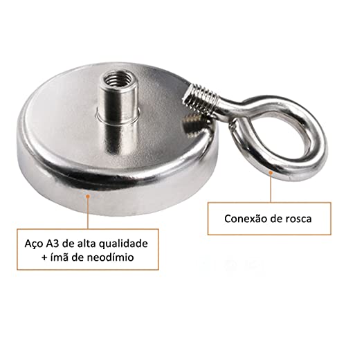 ima de neodimio disco 42mm para pesca magnetica potente ate 80 kg com corda 10 m