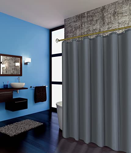 Biscaynebay Fabric Shower Narrow Stall Curtain Liners 48" Width By 72" Length, Dark Grey Water Resistant Bathroom Curtains, Rust Resistant Grommets (8 Holes) Weighted Bottom Machine Washable #TOP2