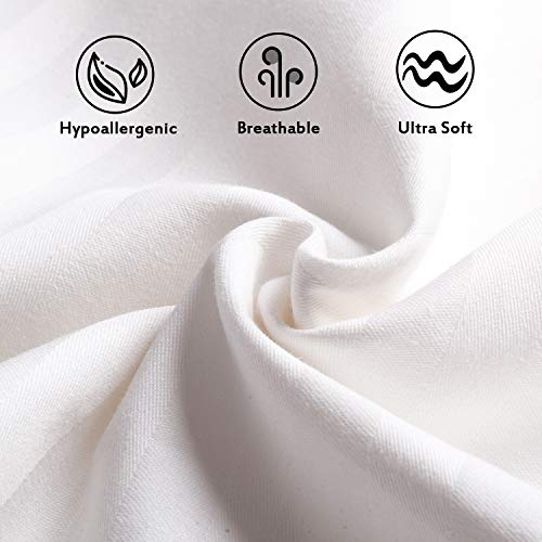 Toddler Travel Pillowcases 2 Pack, 14X19 Organic Cotton Baby Pillow Cases Fits Kids Pillows Sized 13X18 Or 14X19, Hypoallergenic Envelope Closure Small Pillow Covers Machine Washable, White Stripe #TOP2