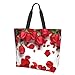 Hushuigeee Umhängetasche mit roten Rosenblättern, Einkaufstasche für Frauen, Polyester-Handtasche, Lebensmitteltaschen, wiederverwendbare Einkaufstasche