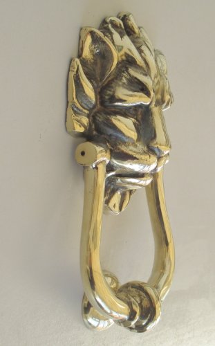 Aldaba para puerta Heritage Casting de latón macizo con elegante diseño de cabeza de león 4