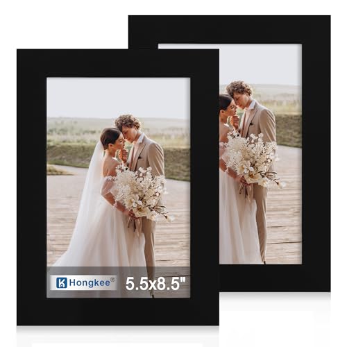 Hongkee 5.5 x 8.5 Diploma Frame Set of 2, Real Glass and Wood Frame
