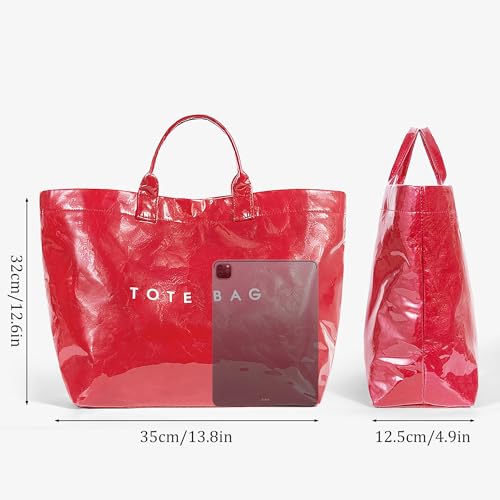Image of Lushandy PVC Tote Bag for Women Jelly Beach Bag Top Handle Hobo Handbag | Water-Resistant, Wipe Clean, Lightweight