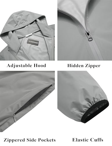 Coofandy ZTJ008085_GR_L Rain Jackets For Men Waterproof Active Rain Coat Lightweight Rain Shell thumb #2