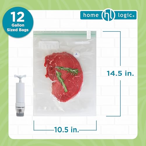 Home Logic Vacuum Sealer Reusable Bags – Freezer, Microwave & Sous Vide Safe Food Storage – 12 Gallon Bags, 10.5 Inch Width by Home Logic - Used condition - Image 3