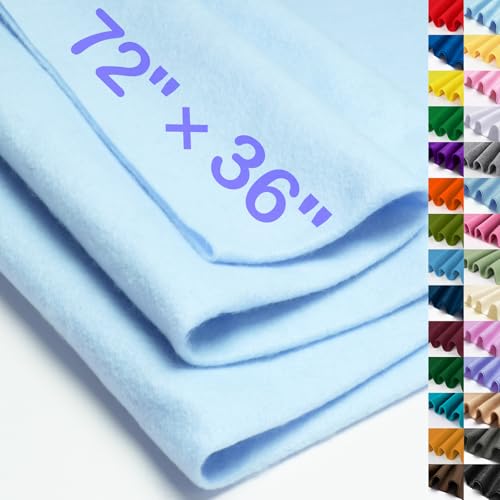 Image of XSEINO Baby Blue Large Felt Fabric 72 inch X 36 inch(2 Square Yards), 1.4 mm Thick Soft Felt Fabric Sheet for Crafts, Blue Series Colors Soft Nonwoven Fabric, Fit for Decoration, Sewing, DIY Crafts