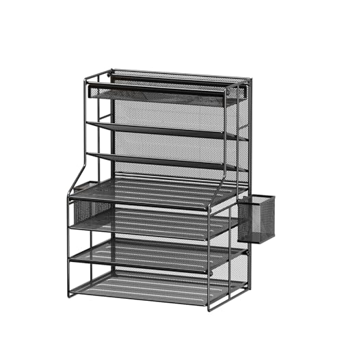 handimp 7 Tier Desk File Organizer, Black Metal Document...