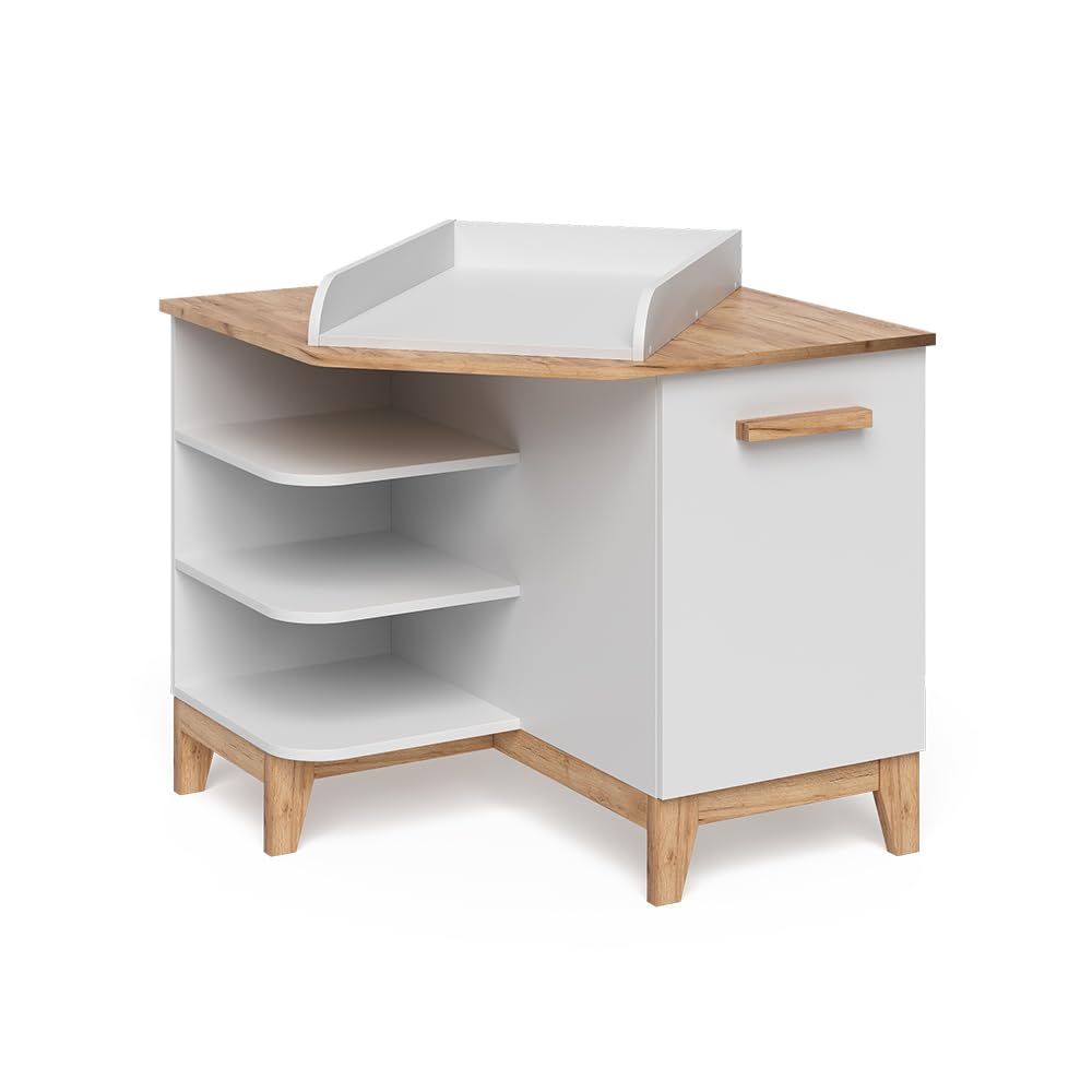Vitalispa Przewijak "Malia", Biały/Artystyczny, 85 x 85.2 cm | z drzwiami, plan à langer amovible pour une utilisation comme commode d’angle