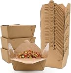 EcoDispose 80 Pack 45 oz Take Out Box Containers, Oil and Leak Proof Food Prep Kraft Paper To Go Container for Lunch, Leftover and Restaurant