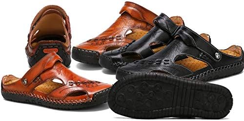MIXSNOW Mens Leather Sandals Summer Casual Water Shoes Walking Outdoor Beach Travel Slippers （Yellow Brown 44） | Image 4