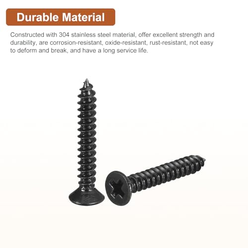 Image of DTGN 1000Pcs #4x3 /4 inch Flat Head Wood Screws, 304 Stainless Steel Phillips Self Tapping Screws - Good for Woodworking, Furniture - Black