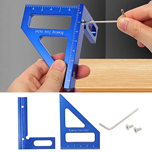 KETIPED Imperial 3D Multi-Angle Measuring Ruler,45/90 Degree Aluminum Alloy Woodworking Square Protractor, Miter Triangle Ruler High Precision Layout Measuring Tool for Engineer Carpenter,003B - Image 6