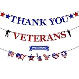 Thank You Veterans Banner, Happy Veterans Day Banner party Decorations for Military Army Employees