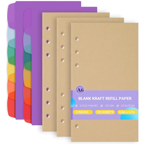 Papel de recambio A6 vintage de alta densidad para archivador
