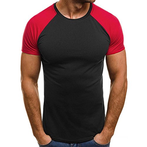 VENMO Camisetas Hombre Originales,Camisas Hombre,Deportivas Hombre,Polos Hombre,Hombres Camiseta de Manga Corta de Músculo,Casual Slim Fit Camisetas Blusa Tops Hombre Verano (Rojo, XL)