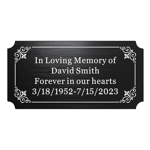 Image of Engraved Name Plates, 2 inch x 4 inch Personalized Name Plate, Trophy Plates Engraved, Brass Plaque, Custom Name Plate for Urn, Brass Name Plates with Adhesive Backing(Black, 2x4 in)