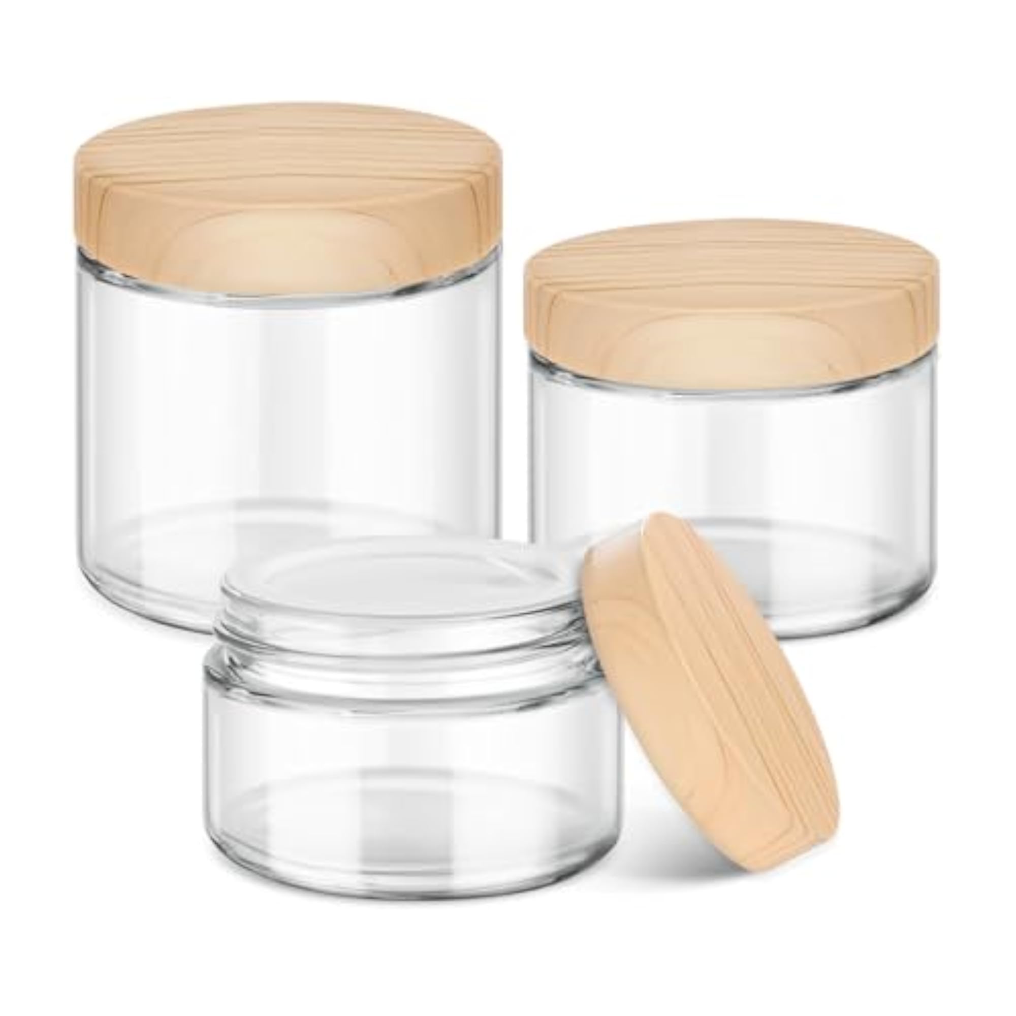 Small Bamboo Jars with Lids for Creams and Ointments