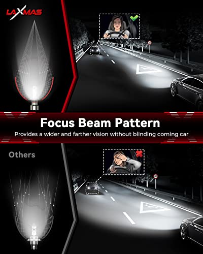 Laxmas H4/9003/Hb2 Led Bulbs, 18000 Lumens 80W 600% Brightness 6500K Cool White, Plug And Play Led Light Bulbs, High Low Beam Hi/Lo Halogen Replacement Conversion Kit, Pack Of 2 #TOP2