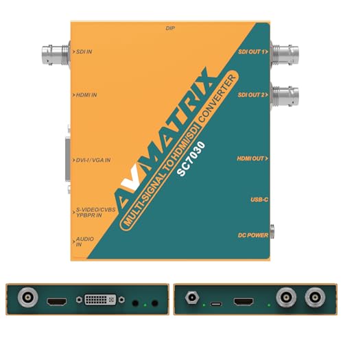 Image of AVMATRIX SC7030 Multi-Signal Converter, SDl /HDMl /DVI-I /VGA /CVBS /S-Video /YPbPr to HDMI /SDI, 1080P Video Converter, UP /Down Scaling SDI Splitter, Audio Embedding & Aspect Ratio Adjustment