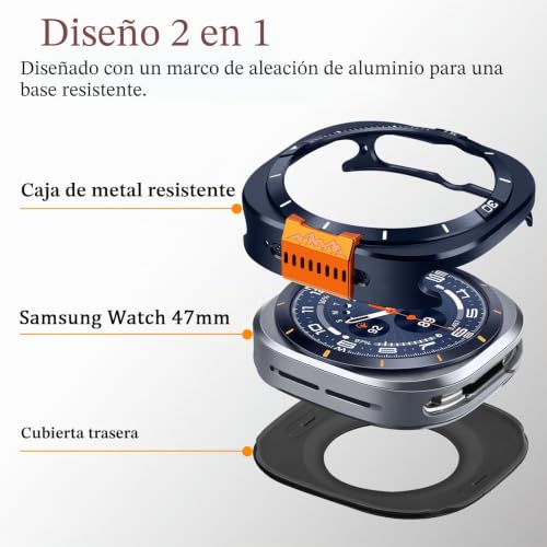 Carcasa Galaxy Watch Ultra 47mm anti-raspado Amizee blanca 3