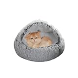 Casa de campaña para gatos, cama semicerrada para gatitos, cueva de cama para gatos para interiores con parte inferior antideslizante, acogedora cueva para mascotas, casa lavable para gatitos y