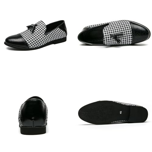 Aimery Mens Leather Tassels Two Tone Brogue Dress Loafers Modern Low-Top Smoking Slipper Luxury Flat Penny Loafers Wedding Party Prom Shoes4