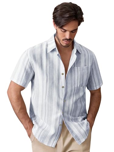 Image of Lymio Men Shirt || Striped Shirt for Man || Half Sleeve || Summer Style (Packs Also Available) (Lilen-Strip)