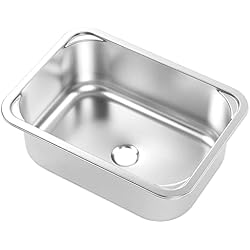 Fregadero Caravana Fregadero de Preparación de Barra de un Tazón, Fregadero para Caravana, Cuadrado, 345x245x136mm, Acero Inoxidable 304, Lavabo de Mano Montado Al Ras, Fregadero con Drenaje de