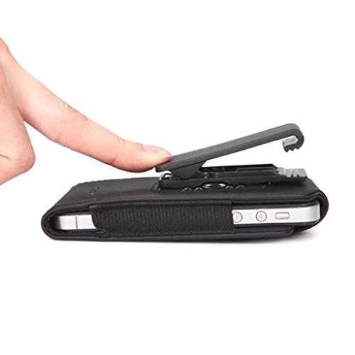 Premium Black Leather Case Cover Pouch Holder Swivel Belt Clip for iPod Touch 1-4, 5